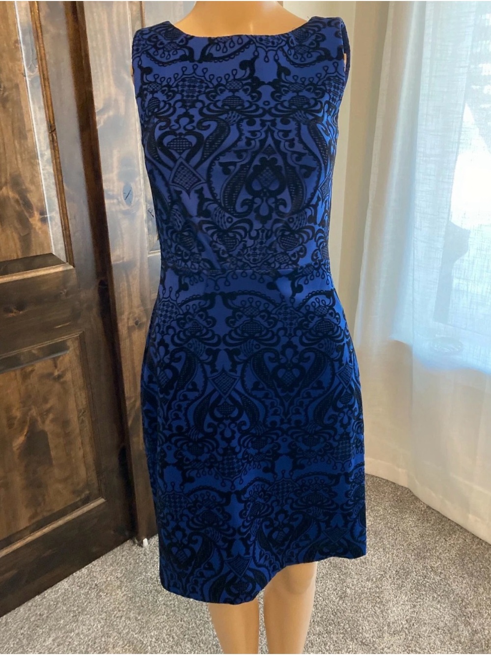Indication Size Small  Sleeveless Royal Blue and Black Midi Dress